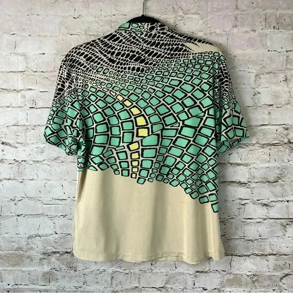 jamie sadock Women's Large Short Sleeve Polo Shirt Golf Tan Mint Yellow Black L - Picture 5 of 5